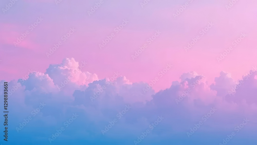 Obraz premium Blue and pink hues merge to create an ombre background with cloud formations, soft gradient, gentle hue