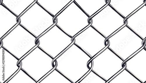 A close up shot of a metallic chain link fence