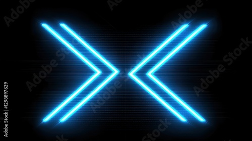 Wallpaper Mural Technology backdrop with black background, glowing blue neon arrow, bright laser geometric shape, digital lines Torontodigital.ca