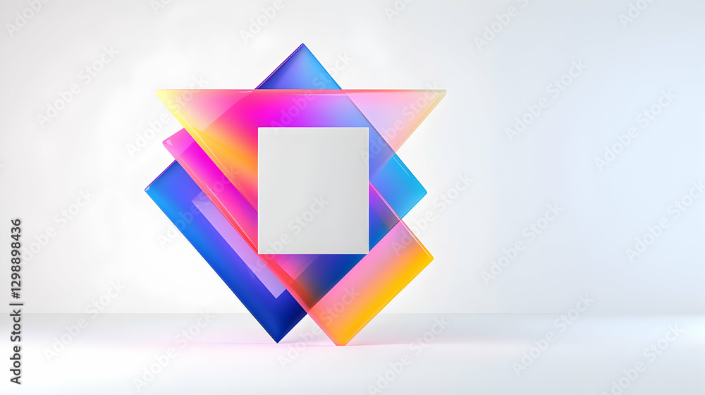 Abstract Geometric Composition with Bright Gradient Triangles and Square Abstract Geometric Composition with Bright Gradient Triangles and Square