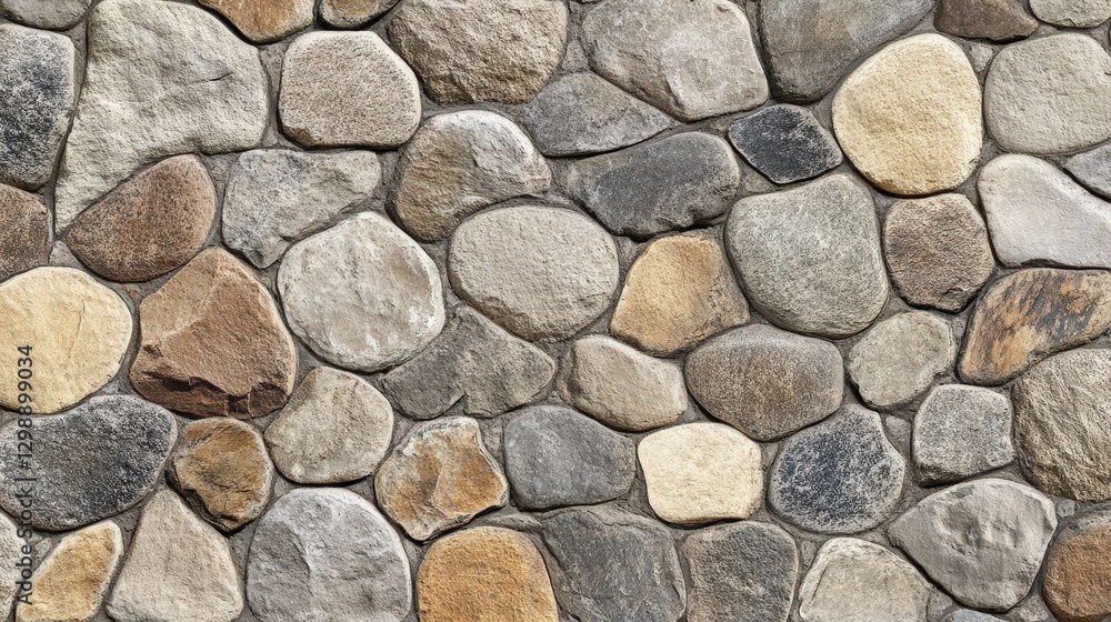 Cobblestone Wall Texture Showing Varied Stone Colors Cobblestone Wall Texture Showing Varied Stone Colors