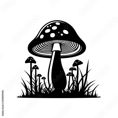 Mesmerizing Witch Mushroom vector illustration blending whimsical charm with eerie enchantment, ideal for fantasy book covers, event posters, branding projects, and creative designs designed to spark 