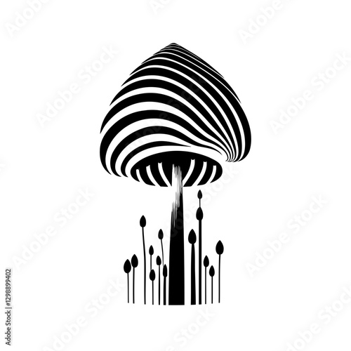 Mesmerizing Witch Mushroom vector illustration blending whimsical charm with eerie enchantment, ideal for fantasy book covers, event posters, branding projects, and creative designs designed to spark 