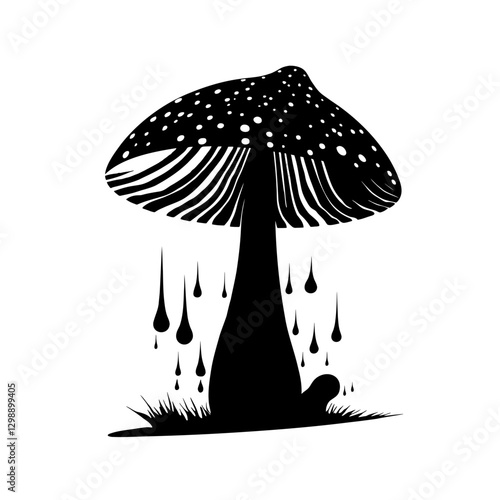 Mesmerizing Witch Mushroom vector illustration blending whimsical charm with eerie enchantment, ideal for fantasy book covers, event posters, branding projects, and creative designs designed to spark 