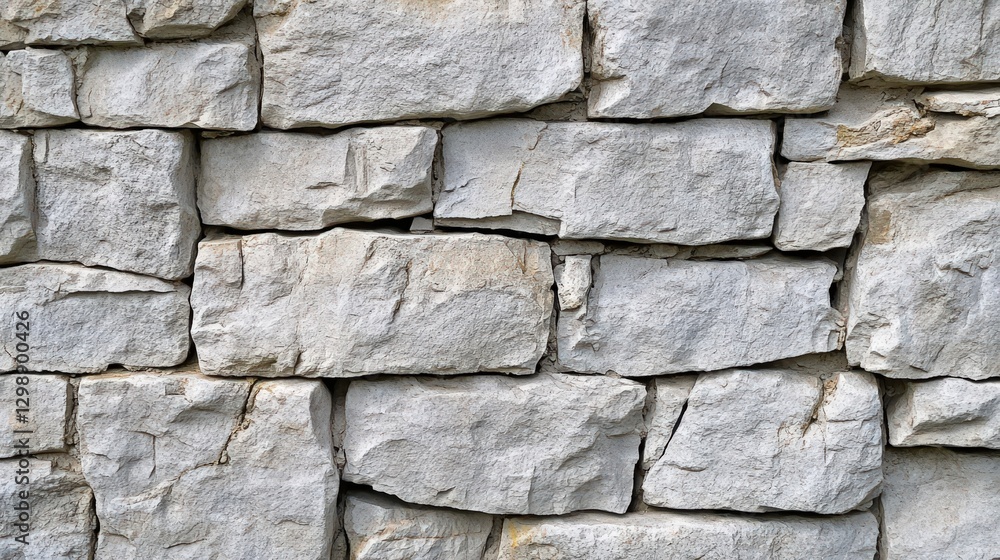 Fototapeta premium A textured wall of rough hewn light grey stones