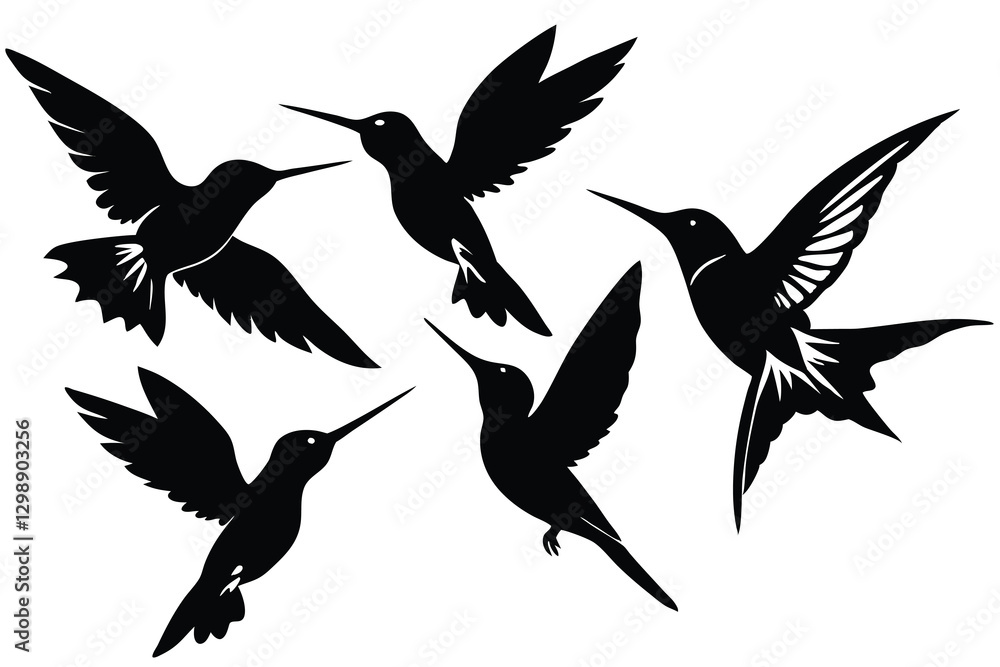 Obraz premium hummingbird silhouette isolated on white