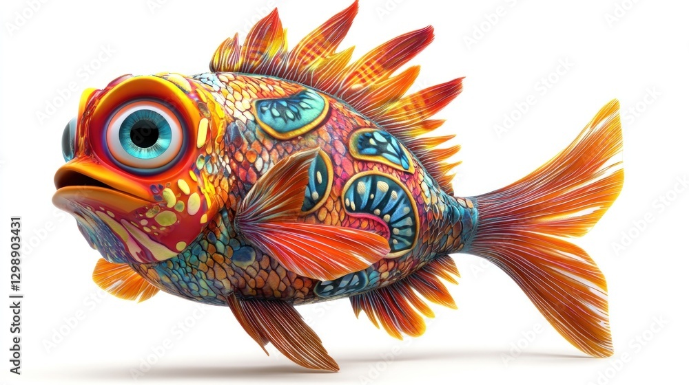Fototapeta premium Colorful cartoon fish swimming