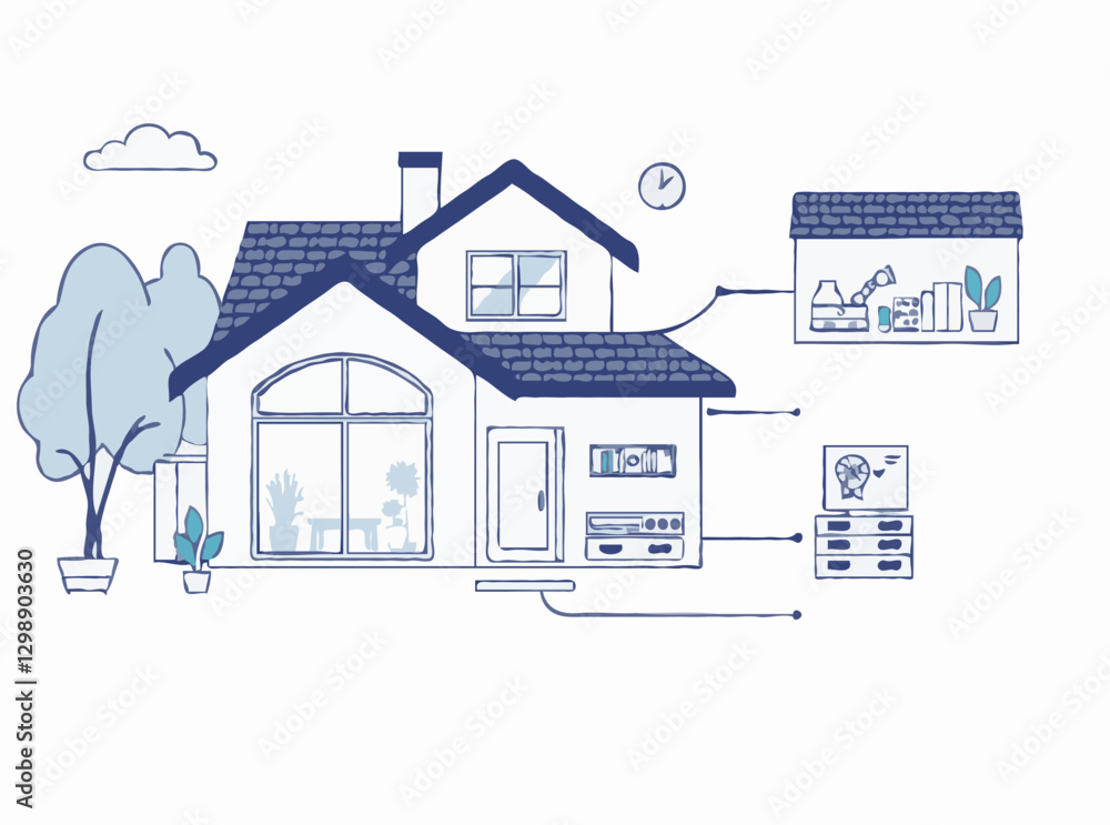 Illustration of Automated Smart Home Solutions Illustration of Automated Smart Home Solutions