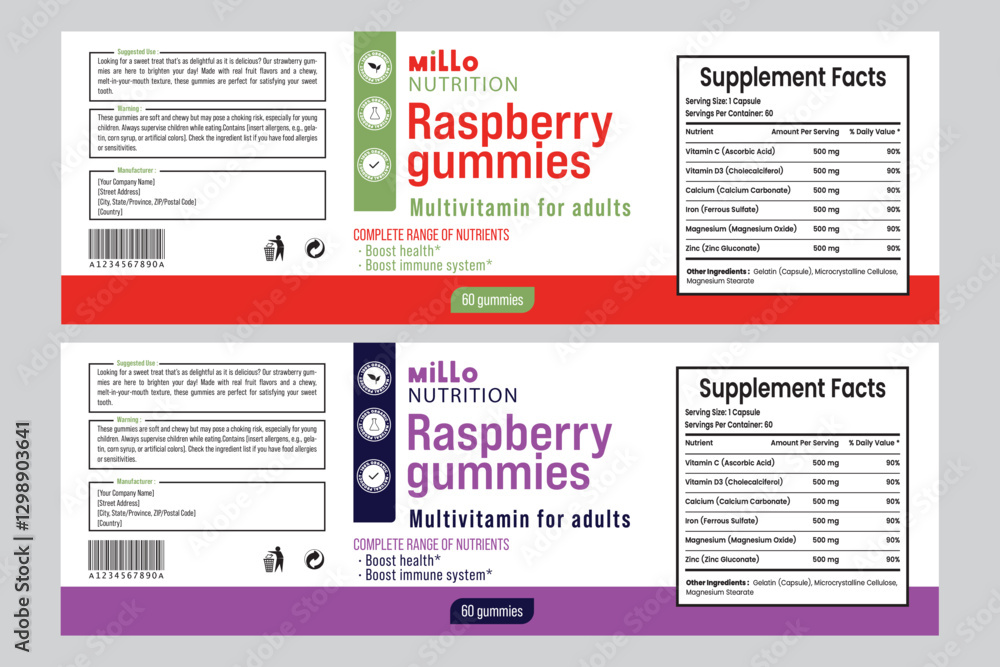 Obraz premium label design, supplement label design, packaging label, supplement, vector, customizable