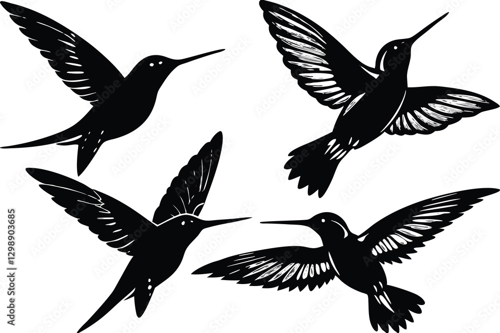 Obraz premium hummingbird silhouette isolated on white