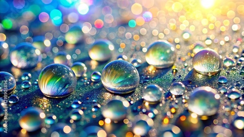 Wallpaper Mural Transparent dewdrops shimmer under the sunlight, creating mesmerizing glow. Delicate water droplets highlight freshness and natural beauty, making image perfect for wellness, nature, purity concepts Torontodigital.ca