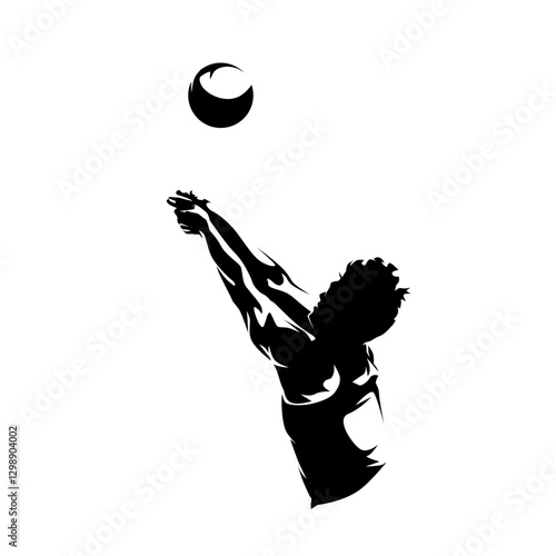 Volleyball player, clip art, isolated vector silhouette. Summer sports, high contrast illustration