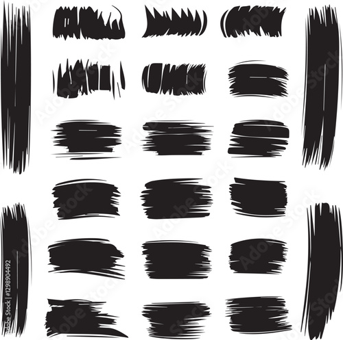 Black brush strock set 