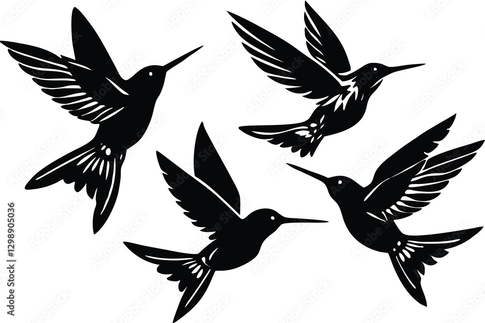 Obraz premium hummingbird silhouette isolated on white