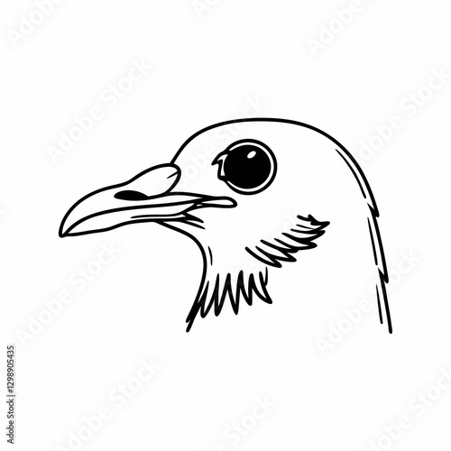 black and white pigeon head vector in white background
