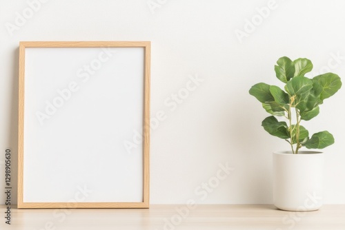 minimalistic stock photo of motivational quote printed in clean font on white background framed and placed on wooden
