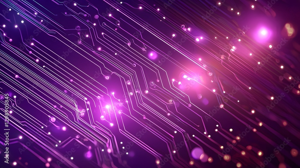 Obraz premium Futuristic Purple Tech Background with Glowing Digital Elements and Sleek Modern Design