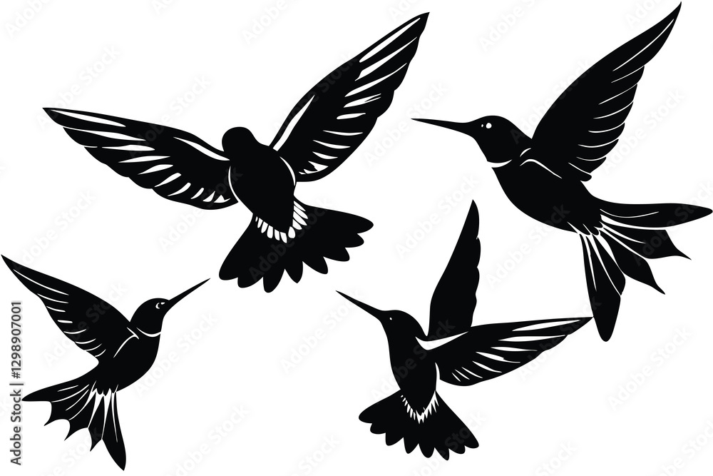 Obraz premium set of silhouettes of birds vector
