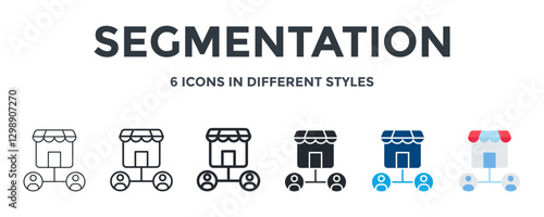 Segmentation Icon In Different Style Vector Illustration. Designed In Thin Line, Regular Line, Bold Line, Glyph, Color Fill, And Flat Style Can Be Used For Web