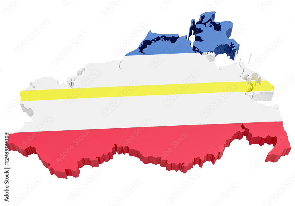 Fototapeta premium The German state Mecklenburg-West Pomerania (Mecklenburg-Vorpommern) highlighted and covered according to official flag. Isolated on transparent background