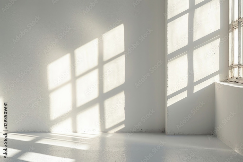 Sunlit wall with window shadows Sunlit wall with window shadows