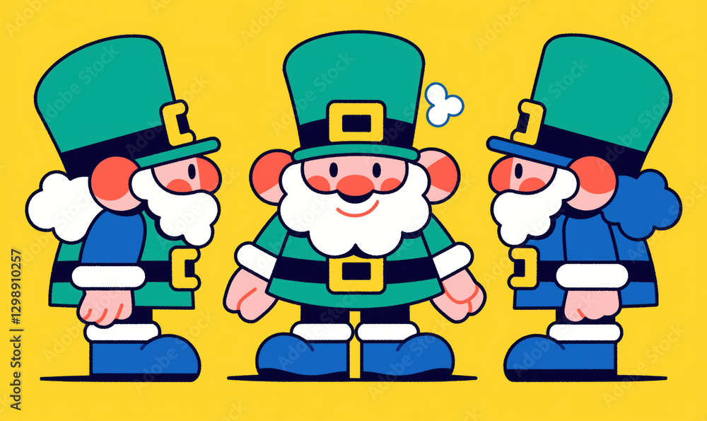 Leprechaun man, boy character with pot of gold and clover leave, lucky shamrock for st patrick's day background, Irish celebrating banner, card design concept