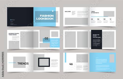 Landscape Lookbook Layout, Clean Lookbook Template, A4, Print