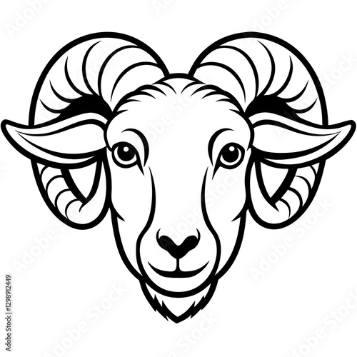 black and white ram head vector in white background
