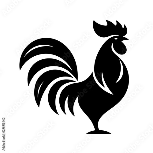 Stylized silhouette of a black cock with a proud posture , carved