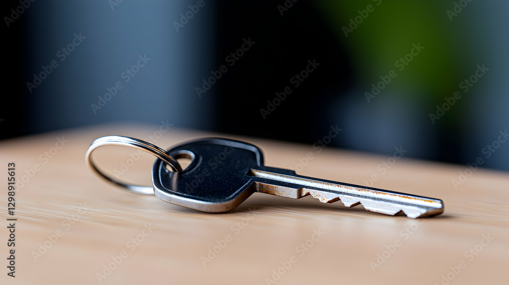 Detailed Close-up of Antique Key on Light Brown Surface Detailed Close-up of Antique Key on Light Brown Surface