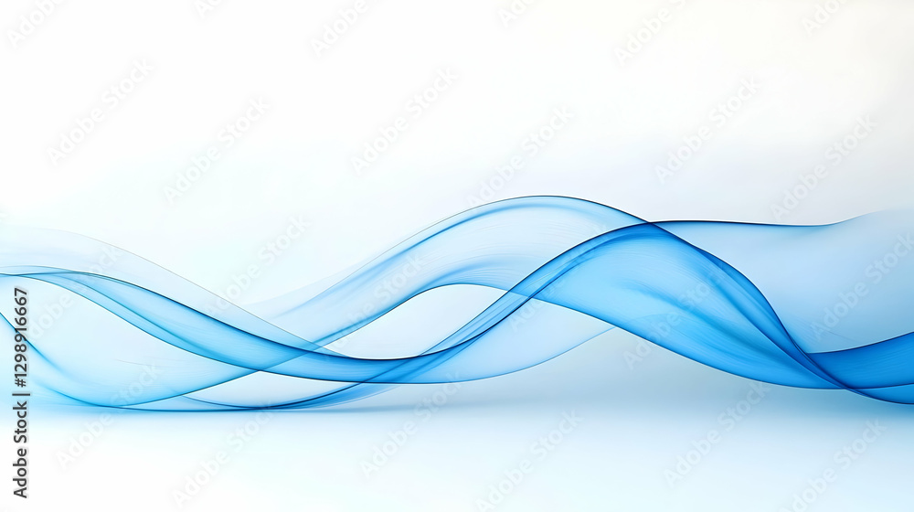 Abstract Blue Wavy Lines on a White Background Illustrating Movement and Fluidity with Soft Light and Transparency Abstract Blue Wavy Lines on a White Background Illustrating Movement and Fluidity with Soft Light and Transparency