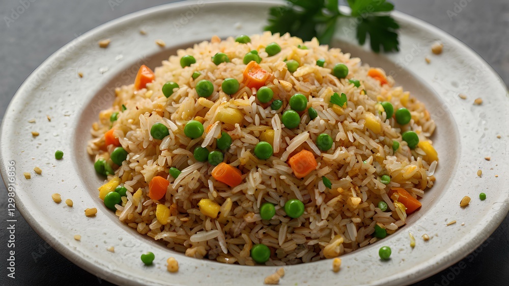 Perfectly cooked rice dish/fried rice with green peas Perfectly cooked rice dish/fried rice with green peas