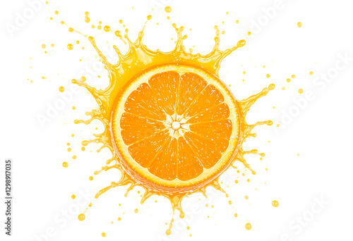 Fresh Juicy Orange Splashing in Refreshing Orange Juice, cut out
