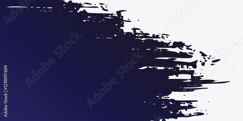 Abstract Blue Paint Stroke Vector: Rough Texture on White, Dark Splatter Border, Viscous Ink Effect, Expressive Brushwork, Dynamic Contrast, Raw Artistic Design Element, Bold Color Transition.