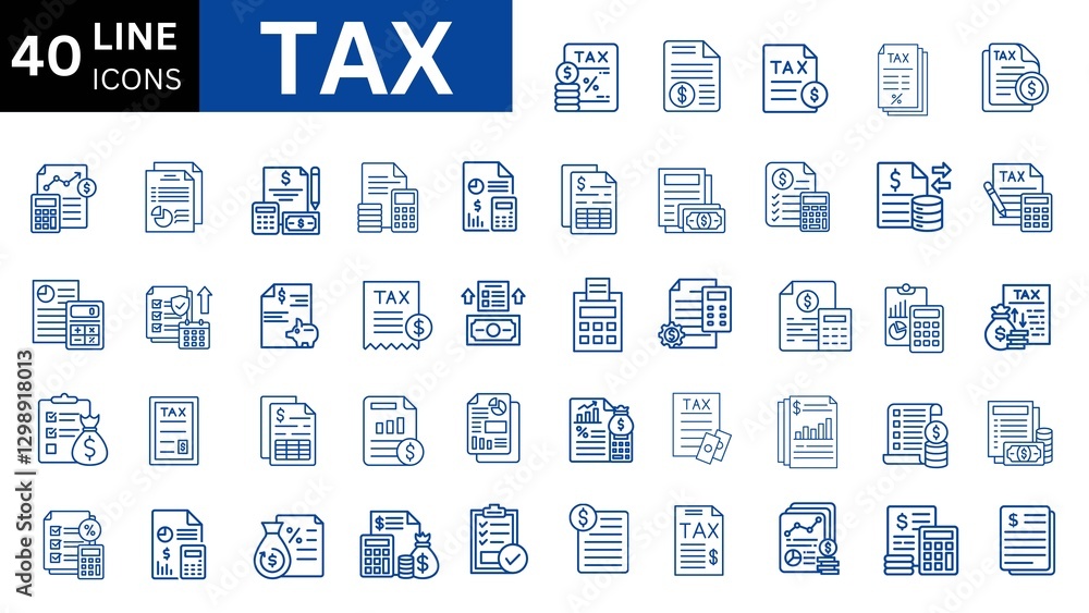 Tax line icon set. Tax line icon set.