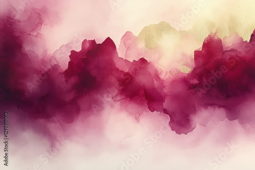 Vibrant abstract artwork featuring rich burgundy hues and soft pastel tones blending seamlessly in a modern design