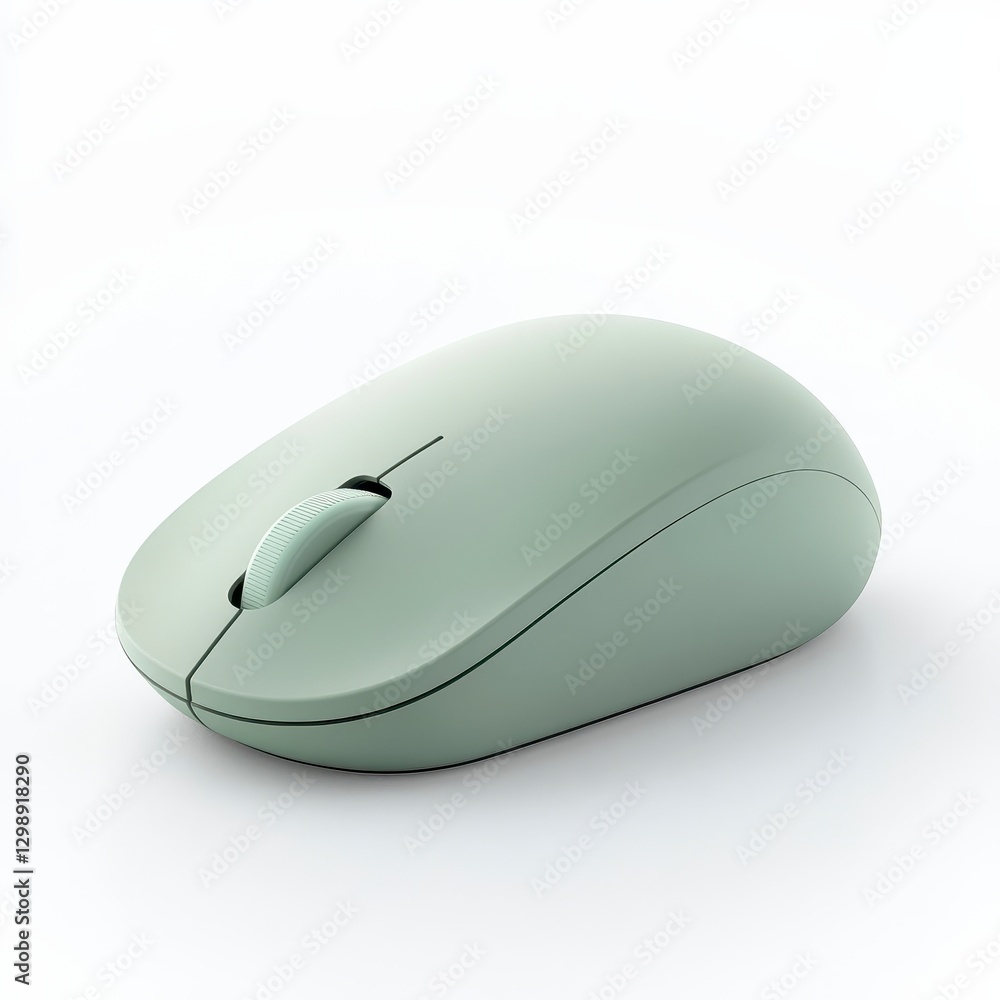 Sage Green Wireless Computer Mouse on White Background Sage Green Wireless Computer Mouse on White Background