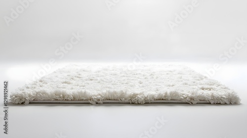Soft Fluffy White Rug on Clean Minimal White Background for Cozy Home Decor