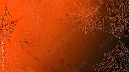 Minimalist Halloween Background with Orange and Black Gradient Subtle Spider Web Details and Clean Professional Design
