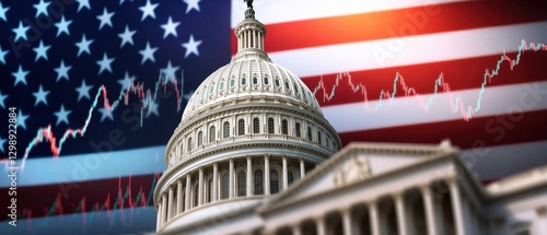 Wallpaper Mural Business growth, marketing strategy and research. U.S. Capitol building with American flag and financial graph background. Torontodigital.ca
