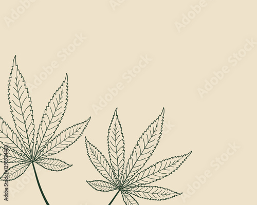 Cannabis leaf background. Marijuana leaves sketch. Hemp leaves. Illustration.