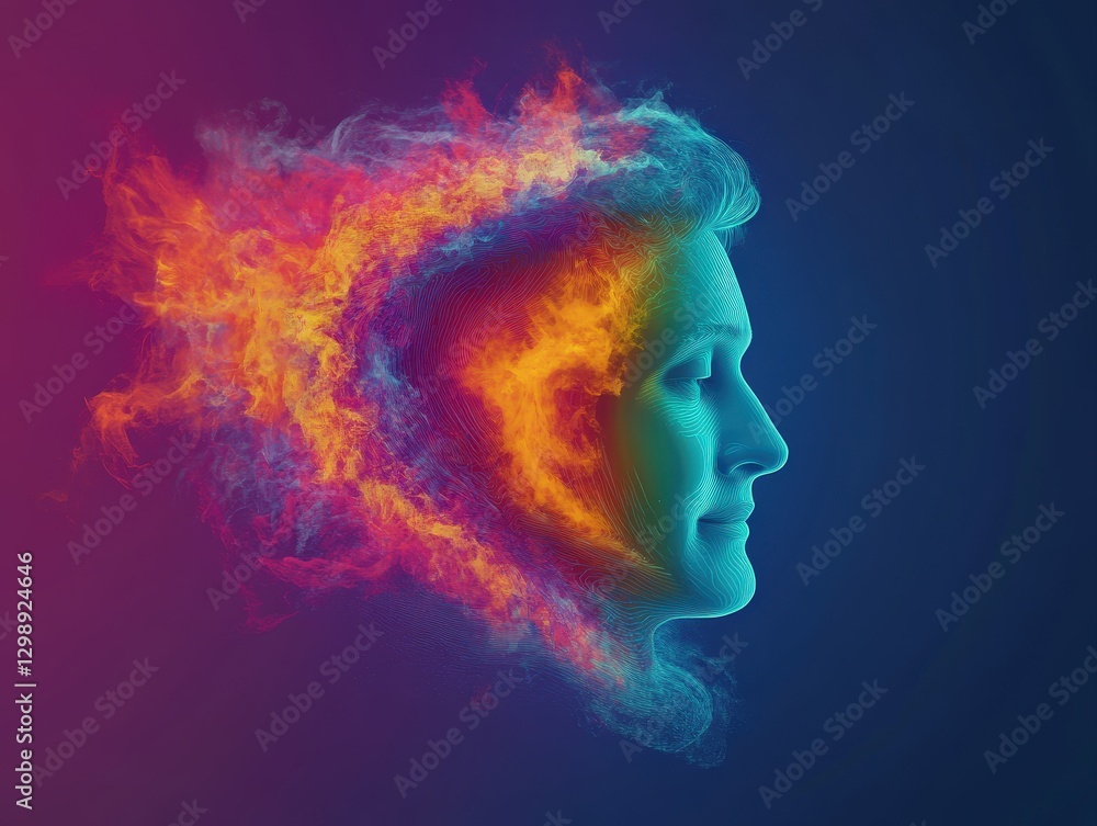 © Bernardo - Abstract Human Silhouette in Colorful Smoke: A Creative Concept with Vibrant Colors and Surreal Effects © Bernardo - Abstract Human Silhouette in Colorful Smoke: A Creative Concept with Vibrant Colors and Surreal Effects