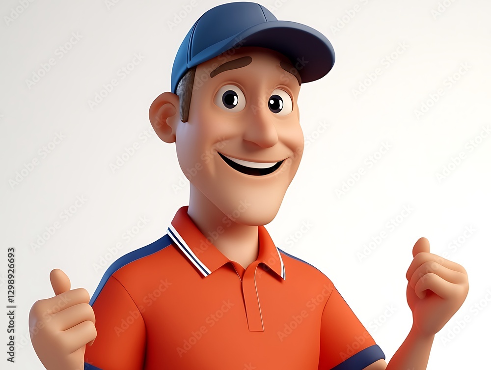 Excited cartoon character celebrating studio digital art bright close-up Excited cartoon character celebrating studio digital art bright close-up