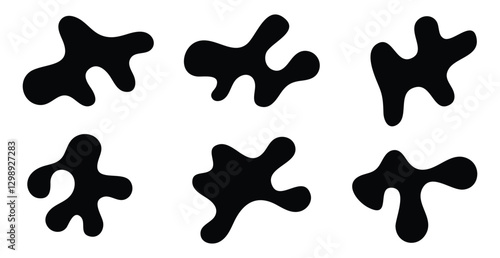 Black Ink Splashes, Blots. Abstract Shapes