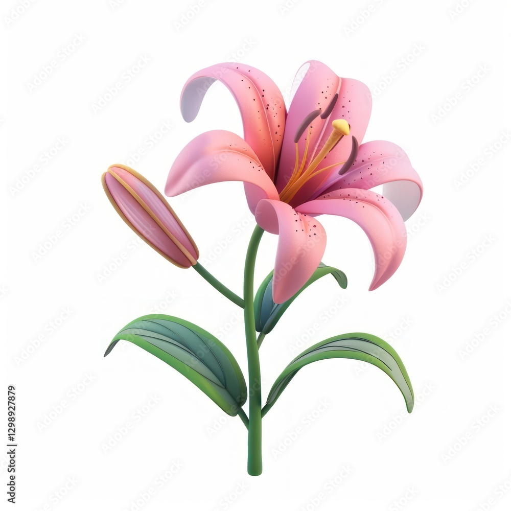 Naklejka premium Vibrant pink lily flower illustration