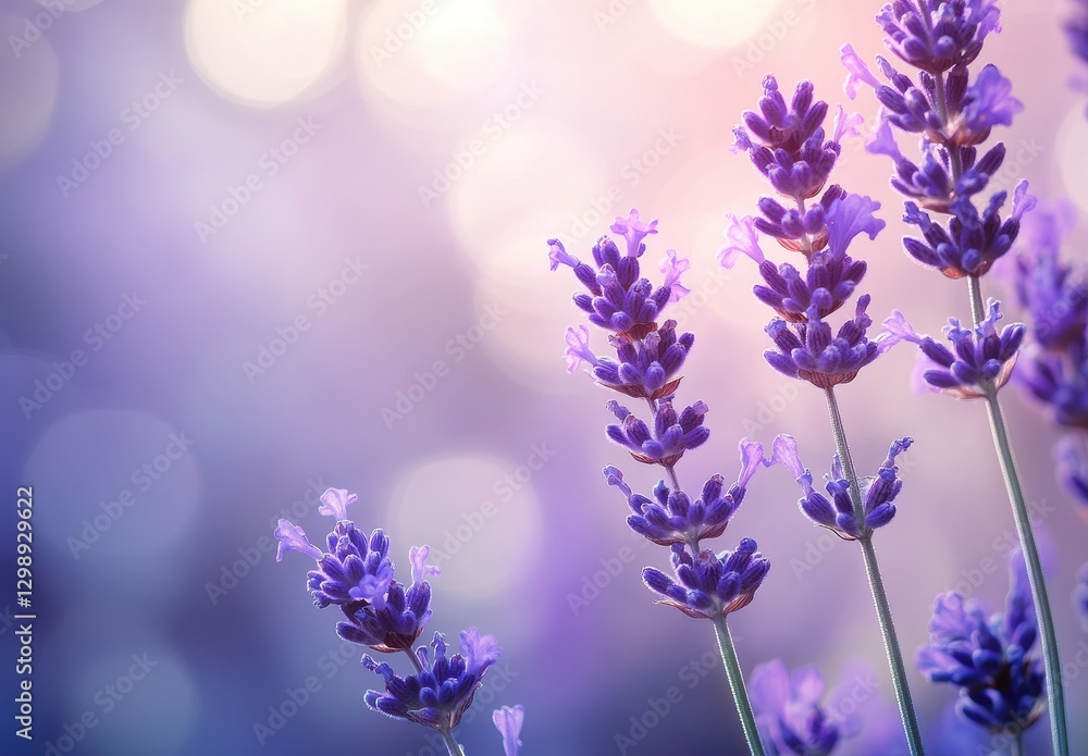 Obraz premium Delicate Lavender Blooms with Soft Bokeh Background Capturing Nature's Serenity and Charm in a Dreamy Garden Setting