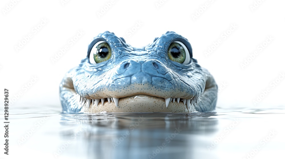Crocodile emerging from water wetland habitat animal portrait close-up Crocodile emerging from water wetland habitat animal portrait close-up