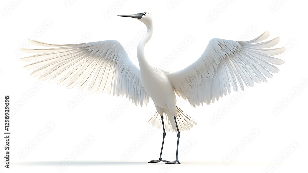 Majestic white egret spreading wings in natural habitat minimalist style Majestic white egret spreading wings in natural habitat minimalist style