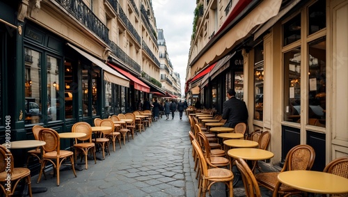 Charming sidewalk cafe inviting passersby in paris