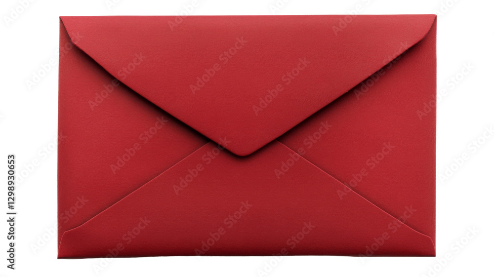 Red closed envelope on transparent background representing communication Red closed envelope on transparent background representing communication